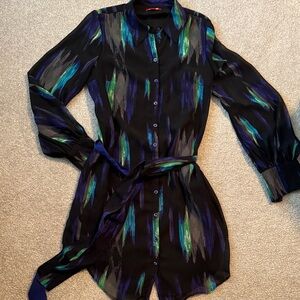 Kirna Zabete Black Button Front Shirt Dress